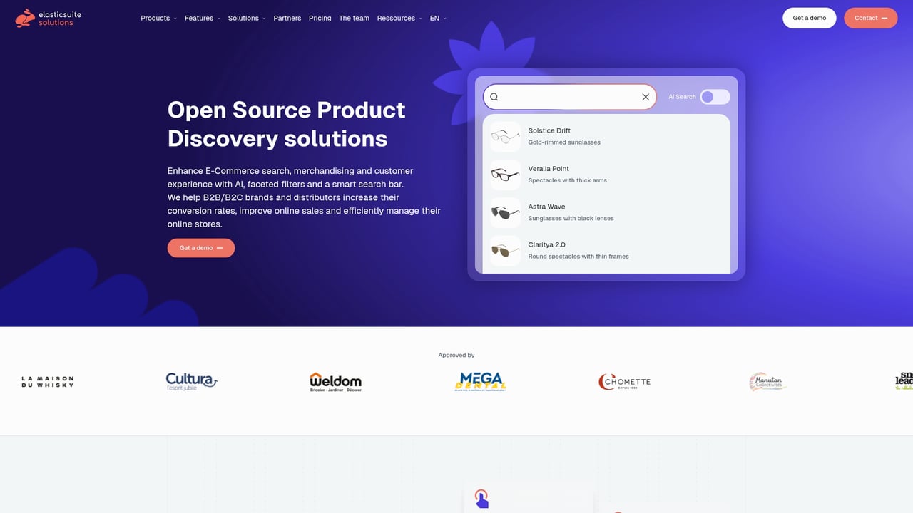 Screenshot of ElasticSuite website