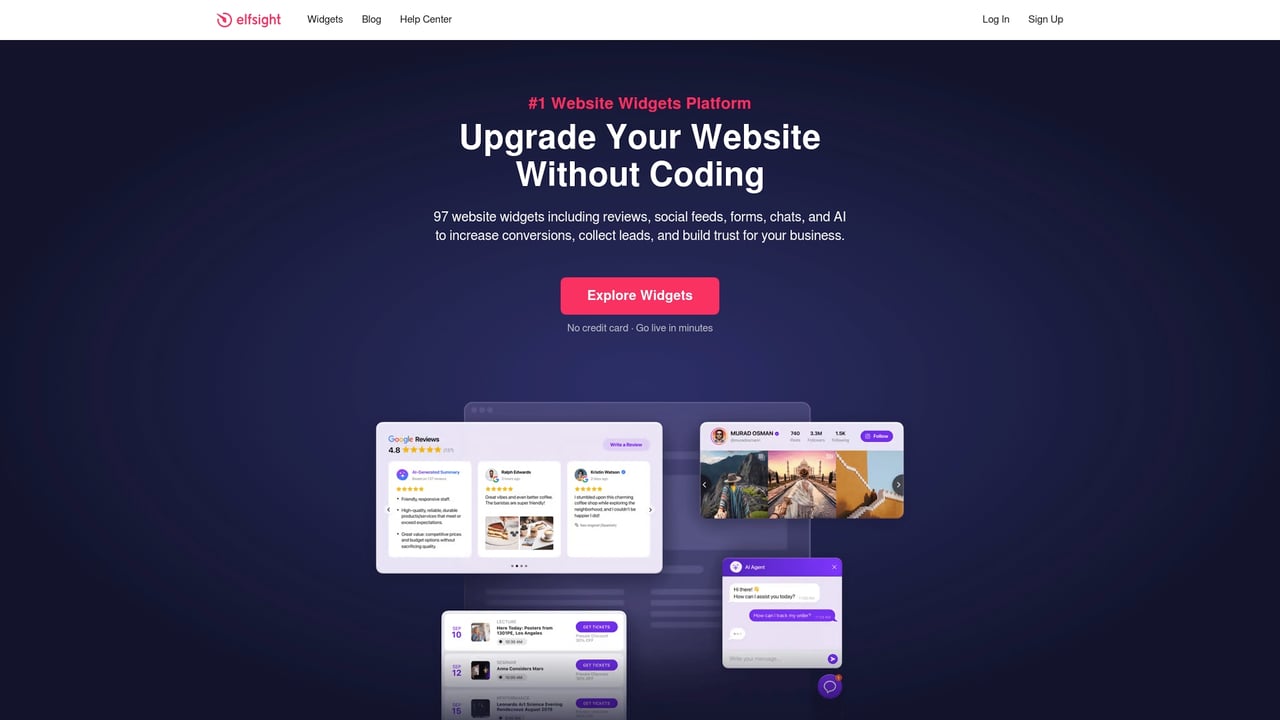 Screenshot of Elfsight website