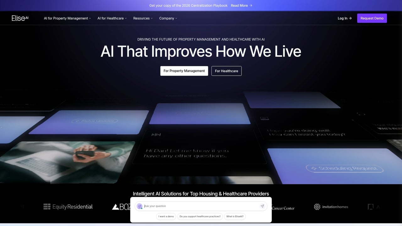 Screenshot of EliseAI website