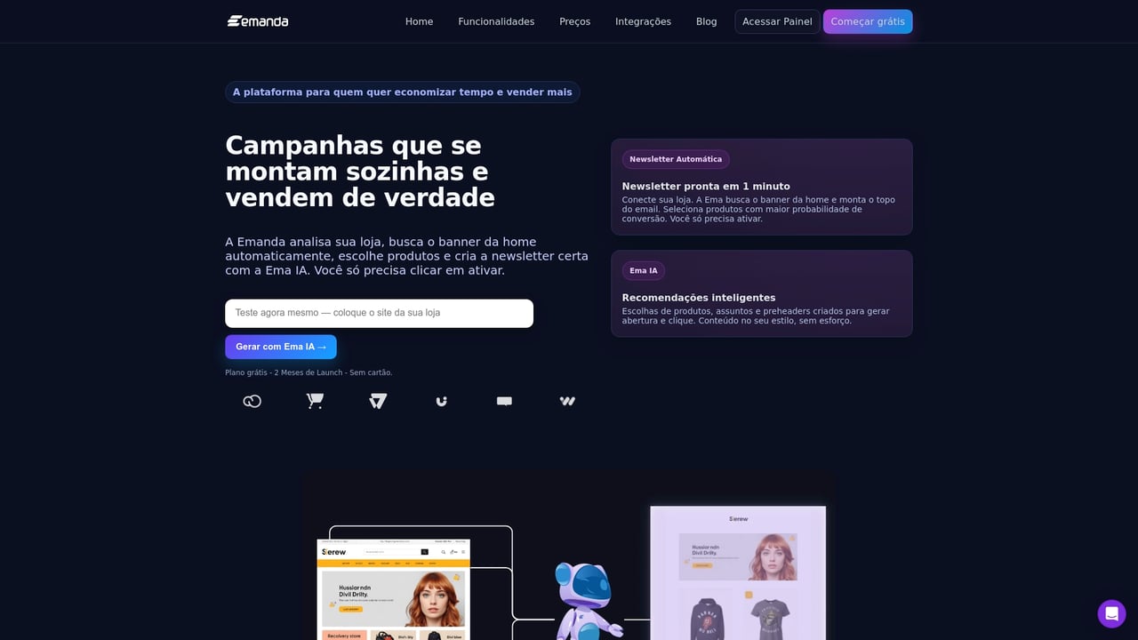 Screenshot of Emanda website