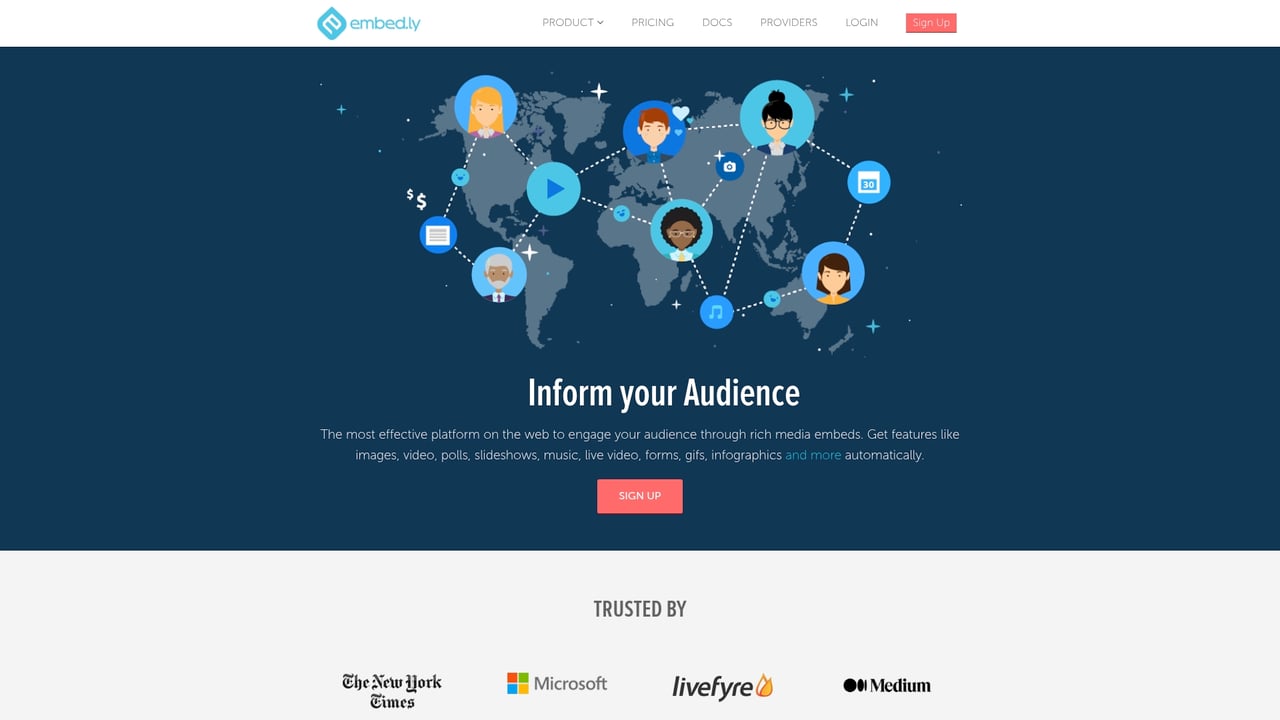 Screenshot of Embedly website