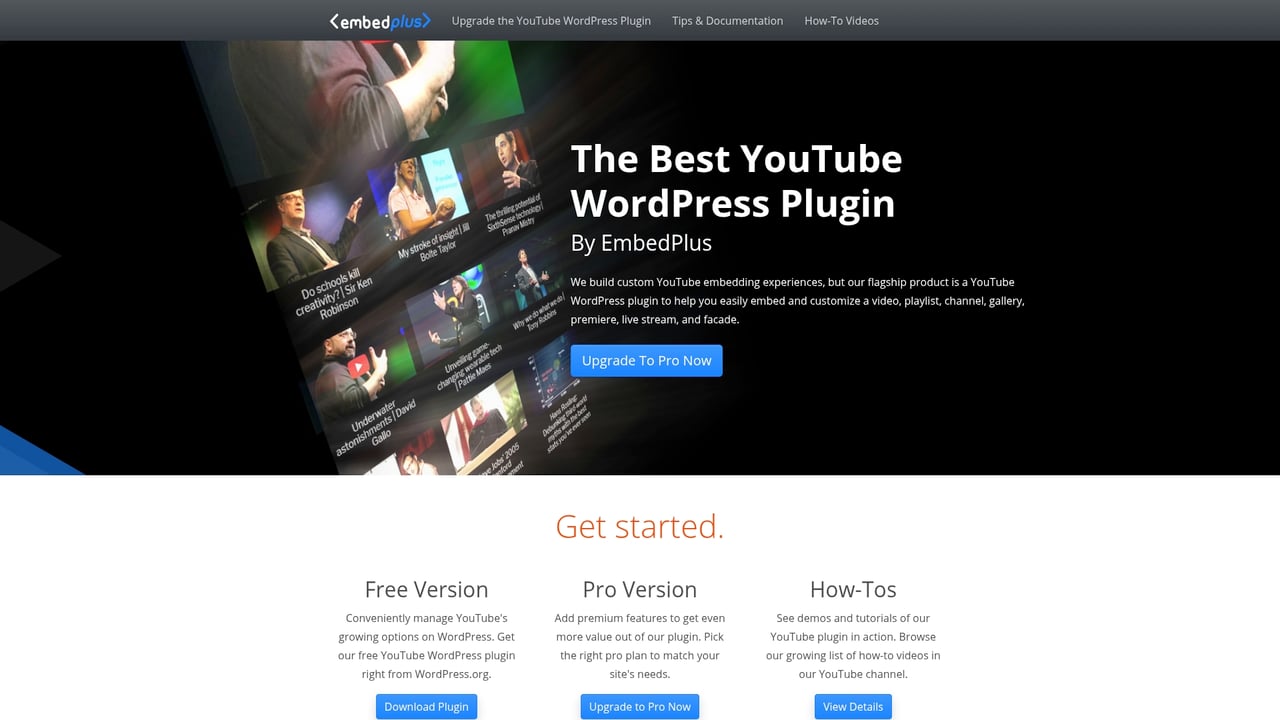 Screenshot of EmbedPlus website