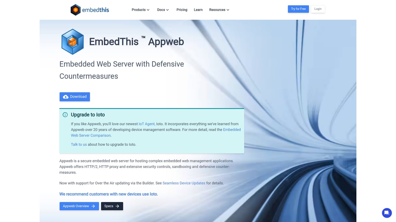 Screenshot of EmbedThis Appweb website