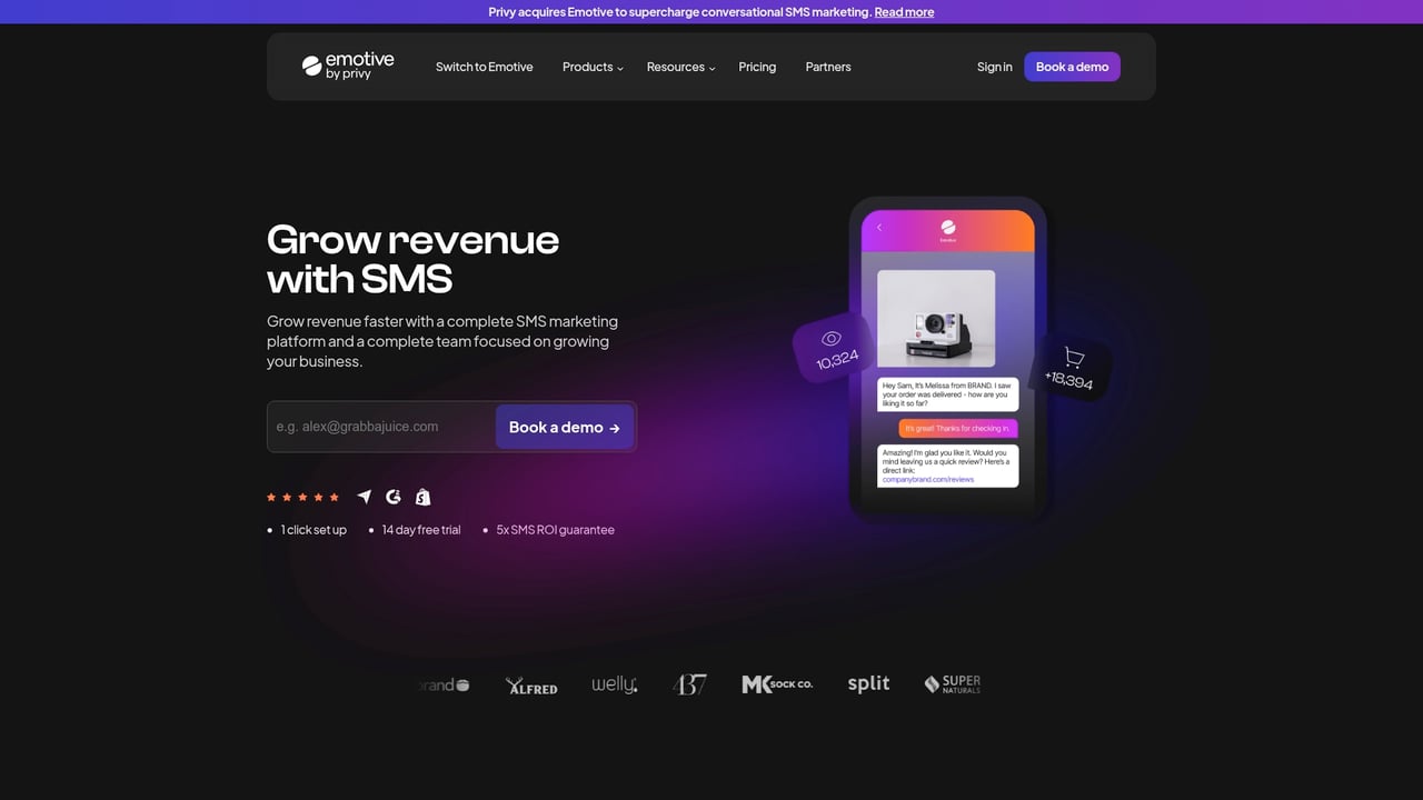 Screenshot of Emotive website