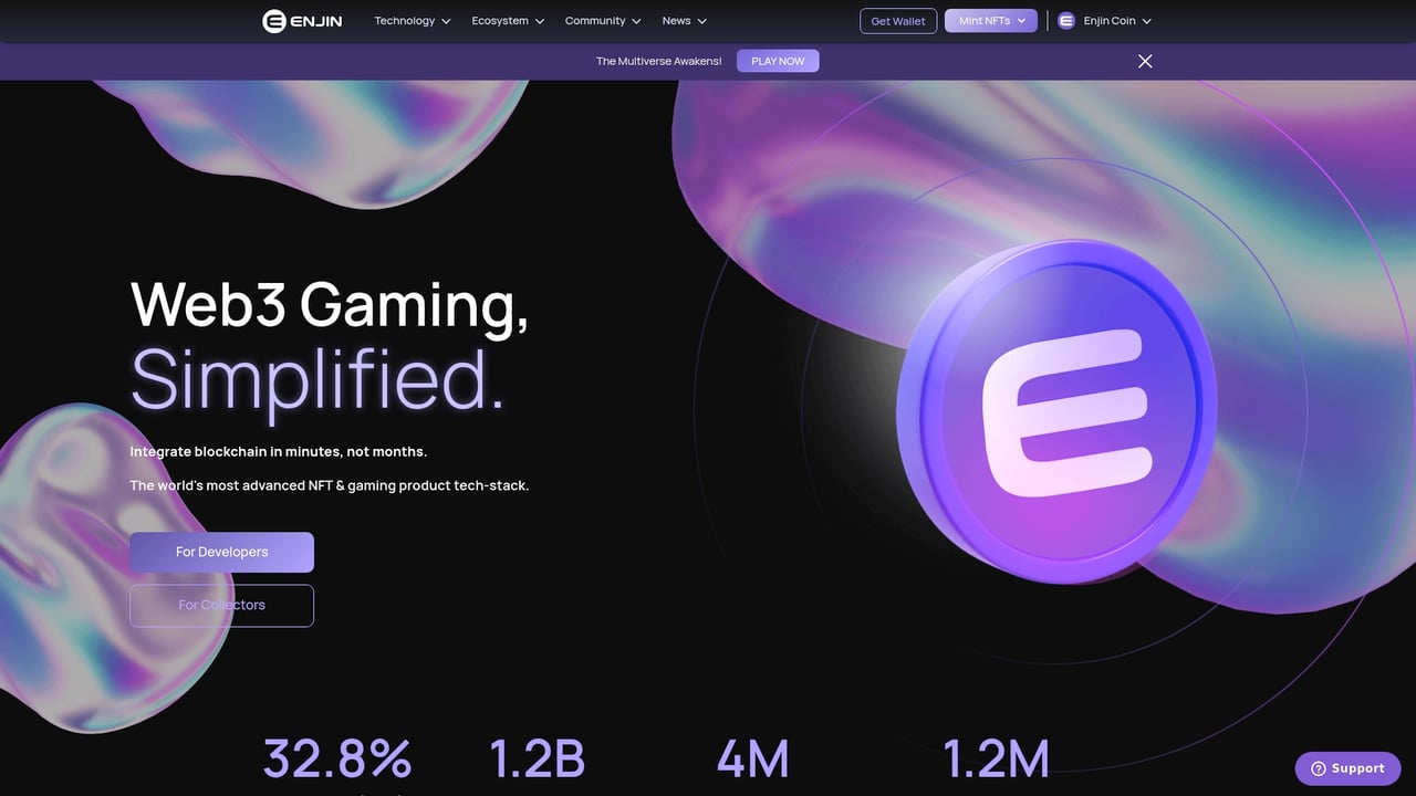Screenshot of Enjin CMS website