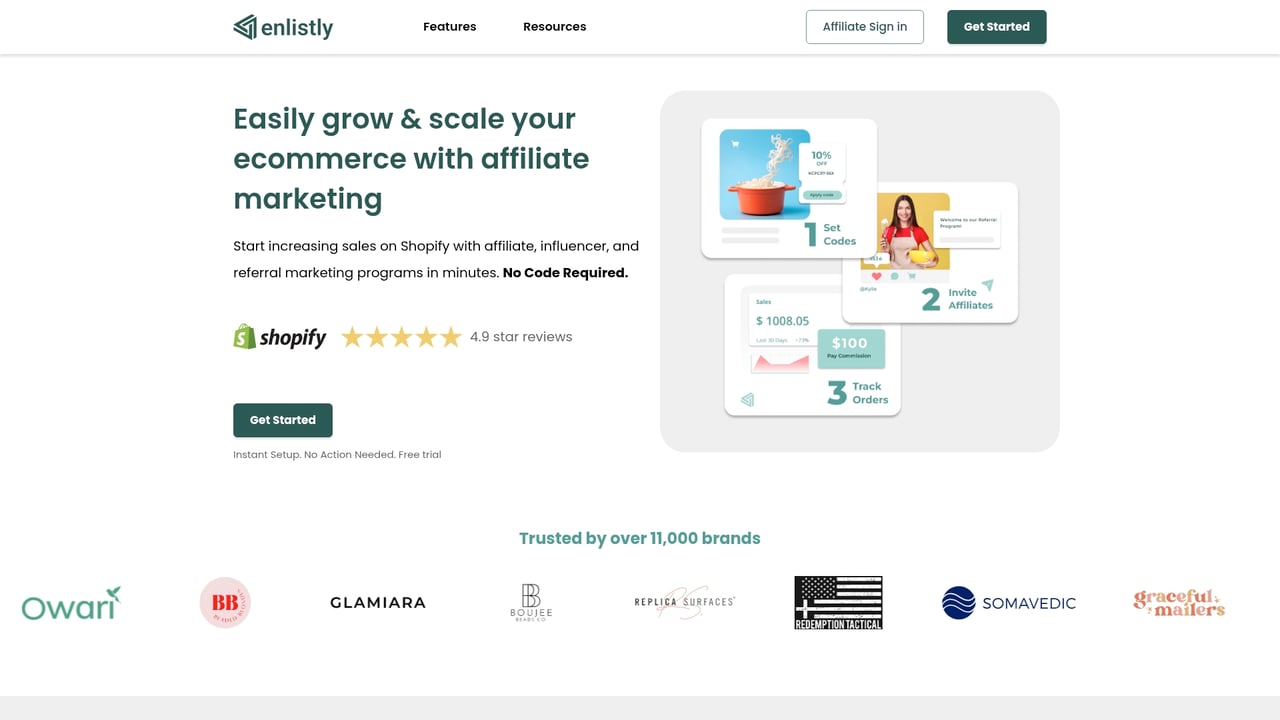 Screenshot of Enlistly website