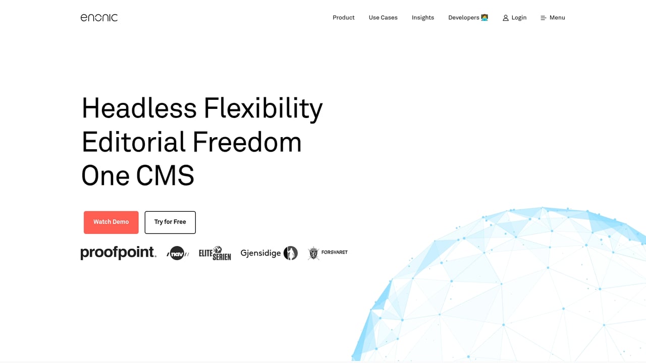 Screenshot of Enonic website