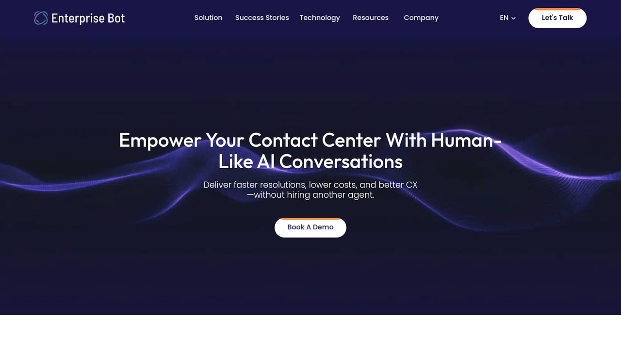 Screenshot of Enterprise Bot website