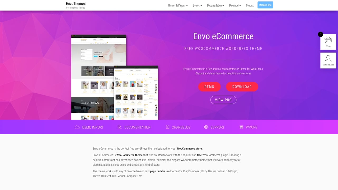 Screenshot of Envo eCommerce website