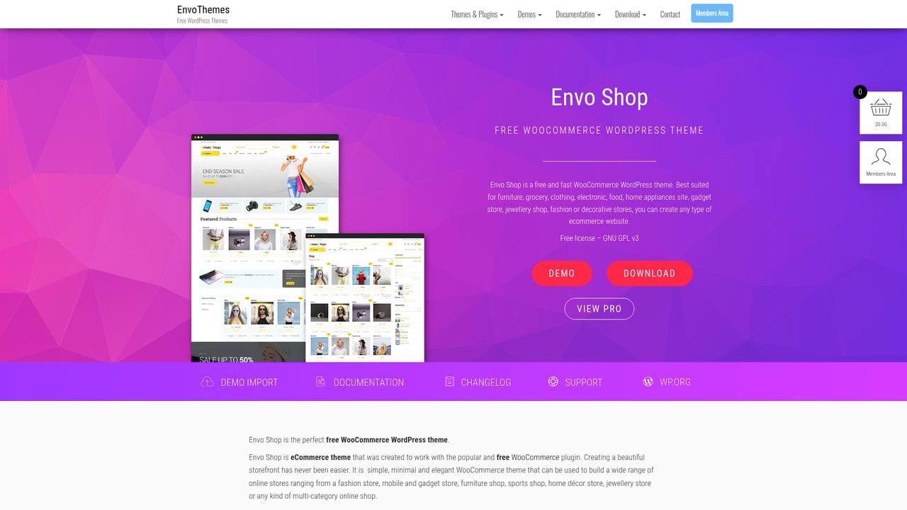 Screenshot of Envo Shop website