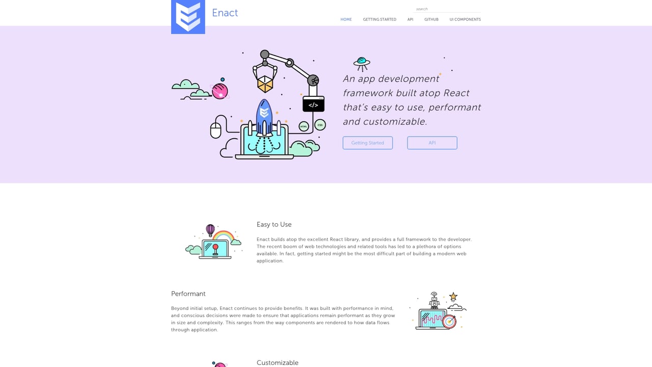 Screenshot of Enyo website