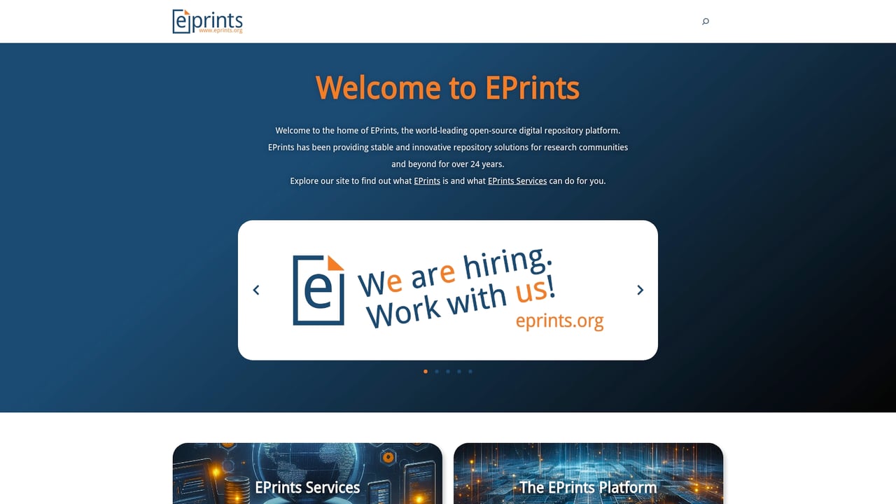 Screenshot of EPrints website