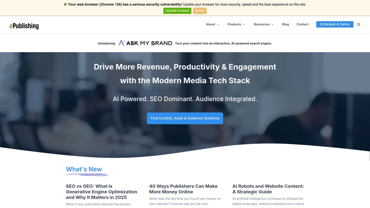 Screenshot of ePublishing website