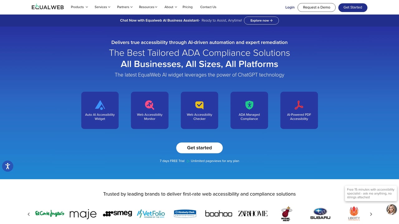 Screenshot of EqualWeb website