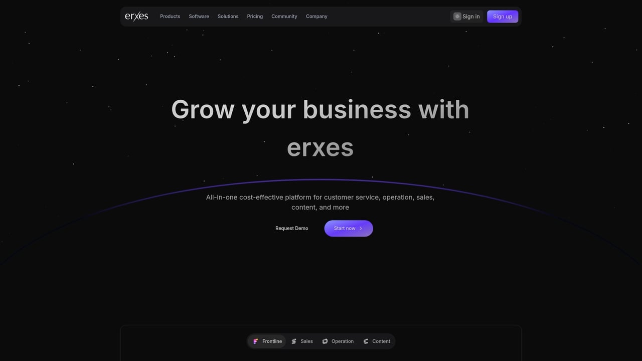 Screenshot of Erxes website