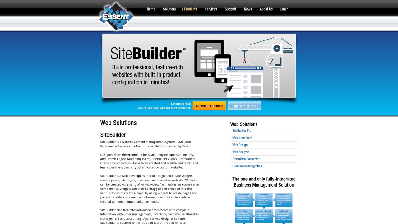 Screenshot of Essent SiteBuilder Pro website