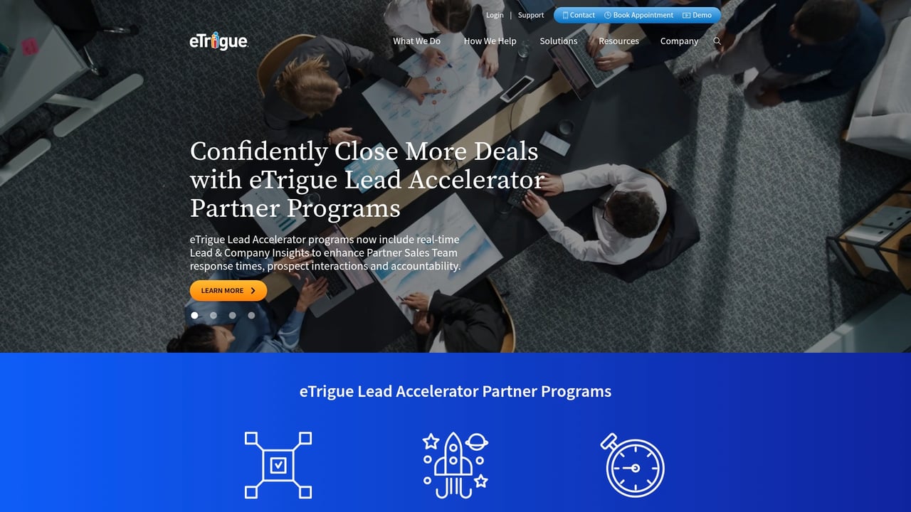 Screenshot of eTrigue website