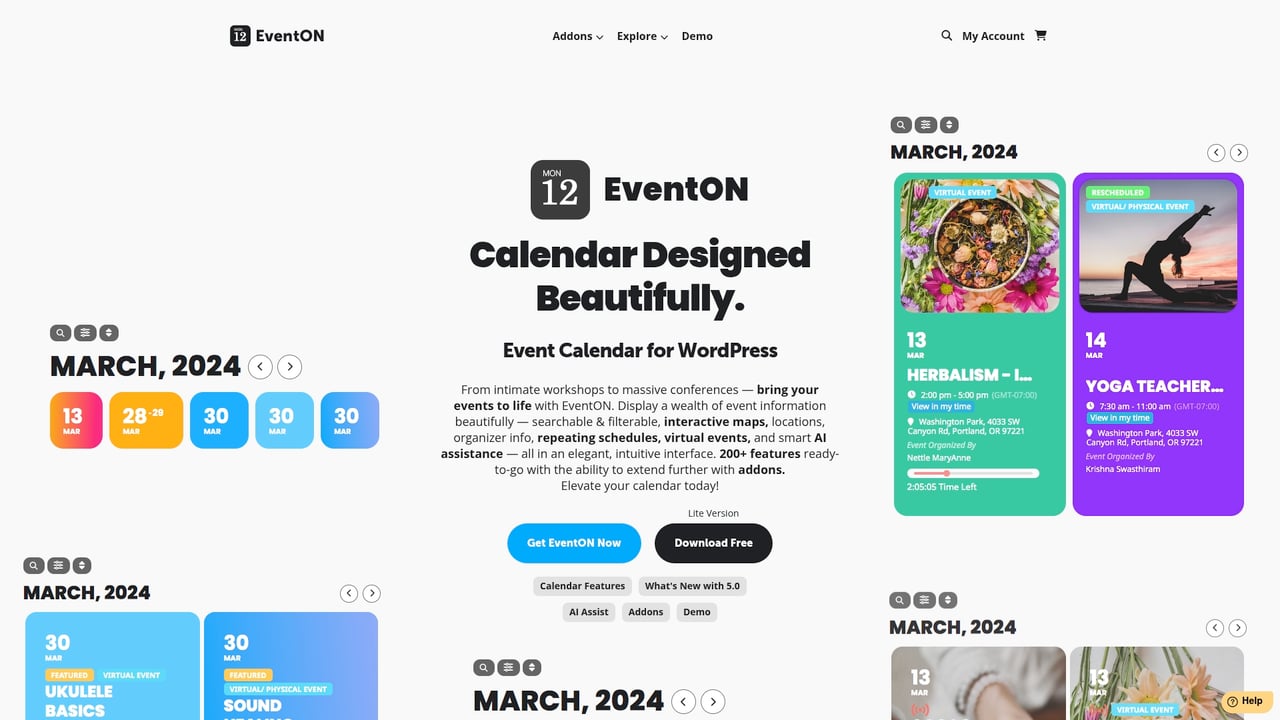 Screenshot of EventOn website