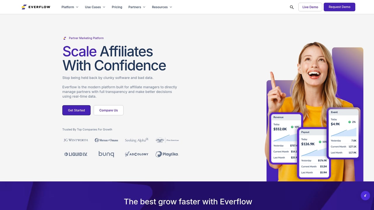 Screenshot of Everflow website