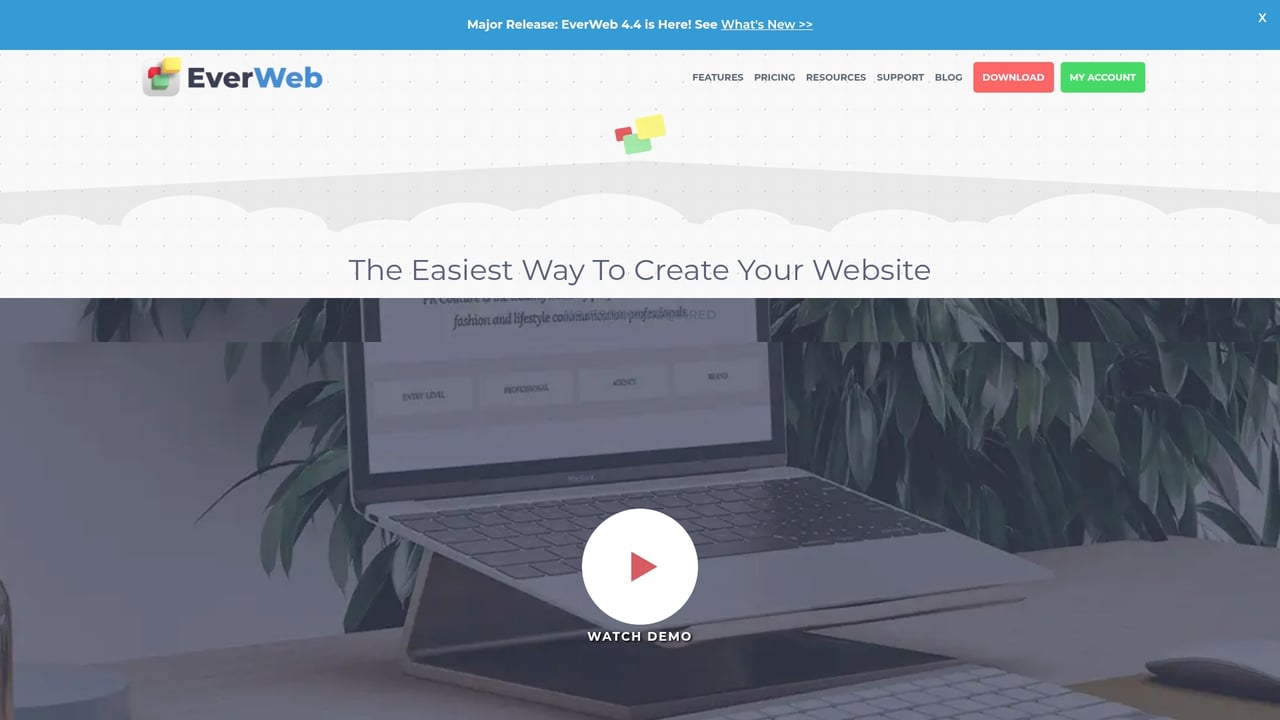 Screenshot of EverWeb website