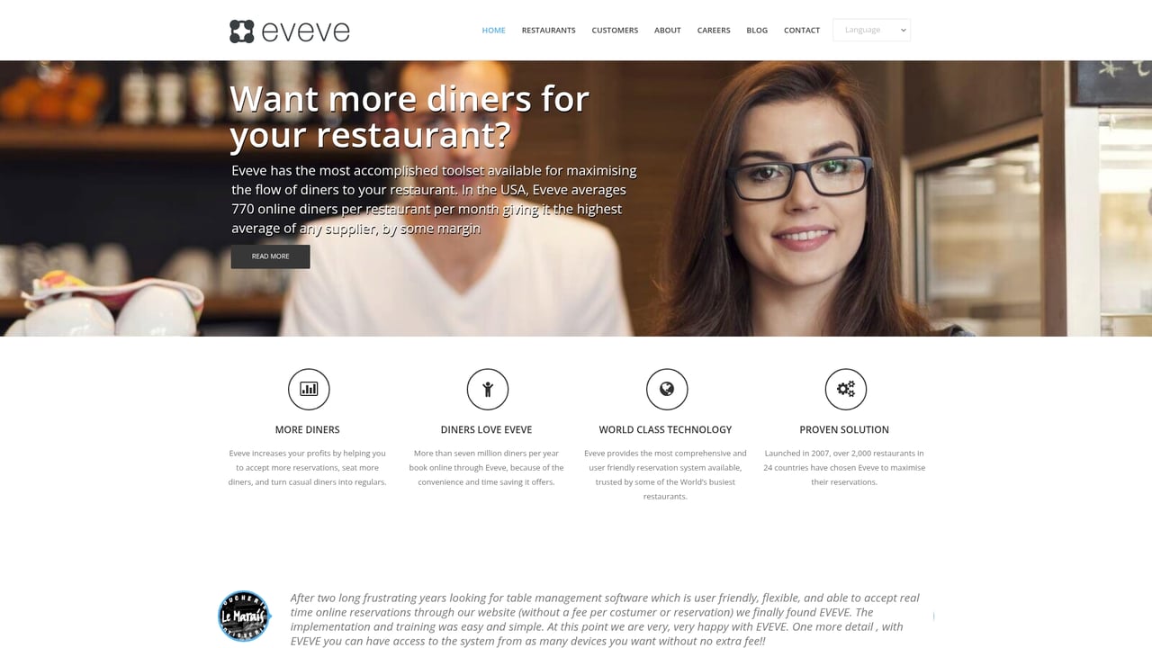 Screenshot of Eveve website