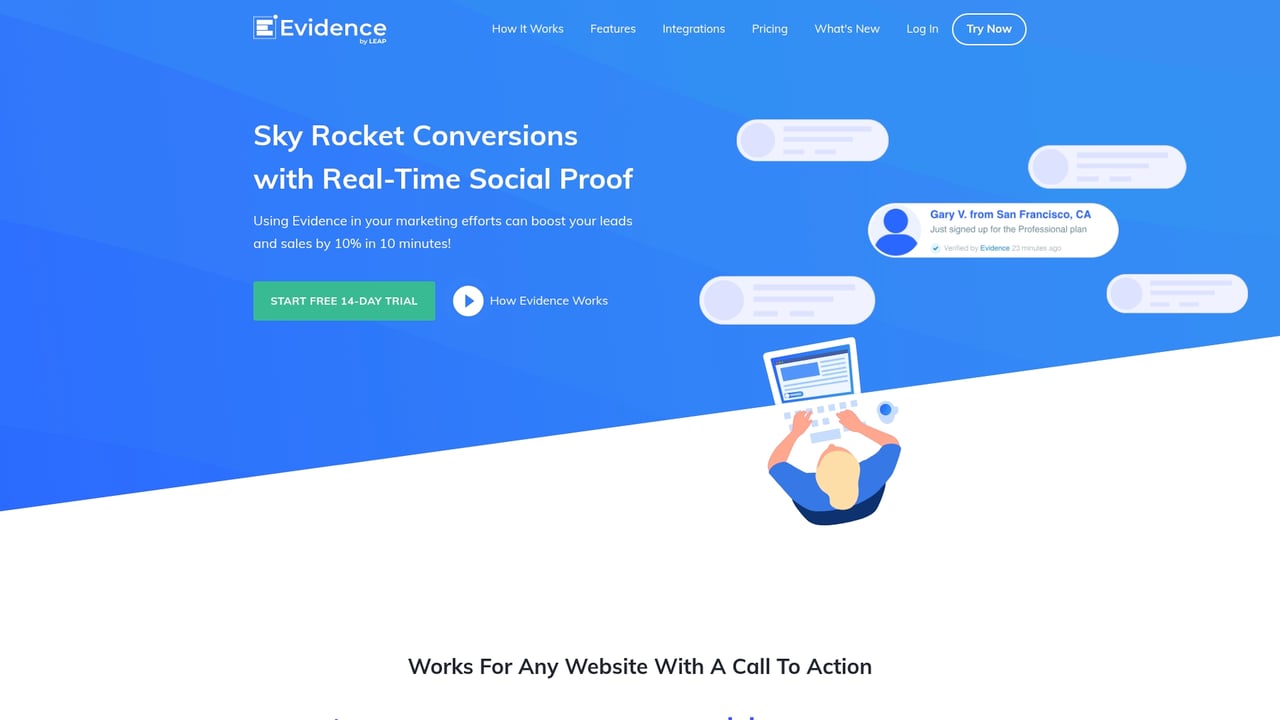 Screenshot of Evidence website