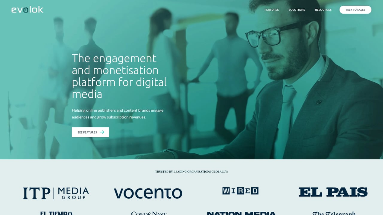 Screenshot of Evolok website