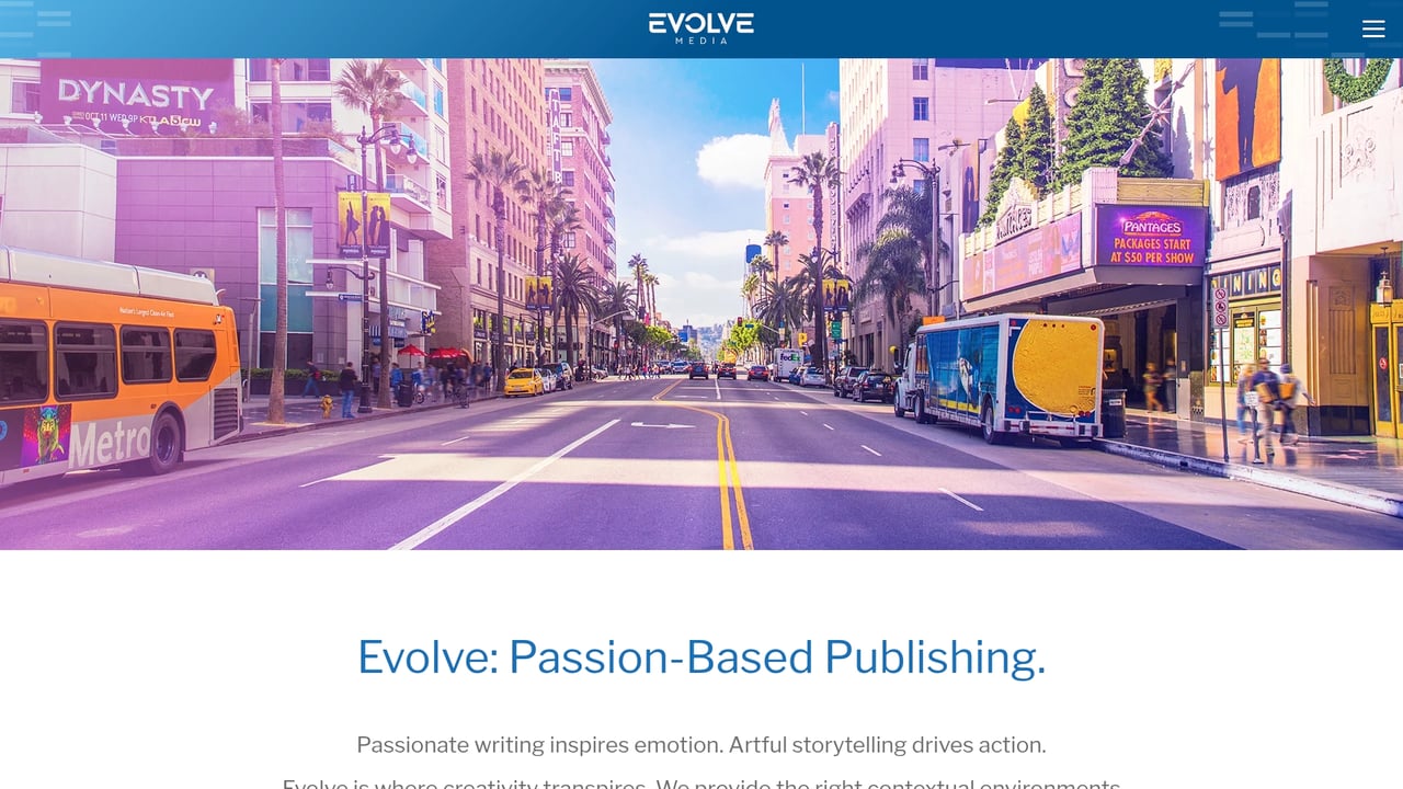 Screenshot of Evolve Media website