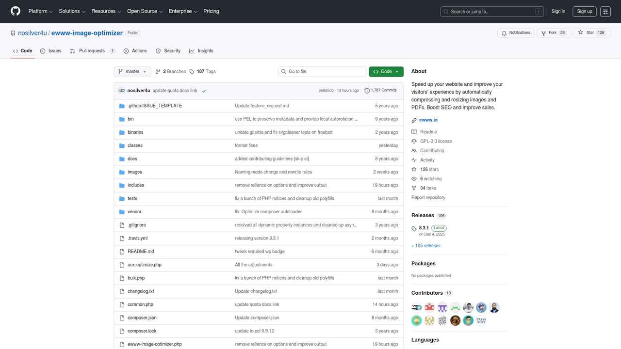 Screenshot of EWWW Image Optimizer website