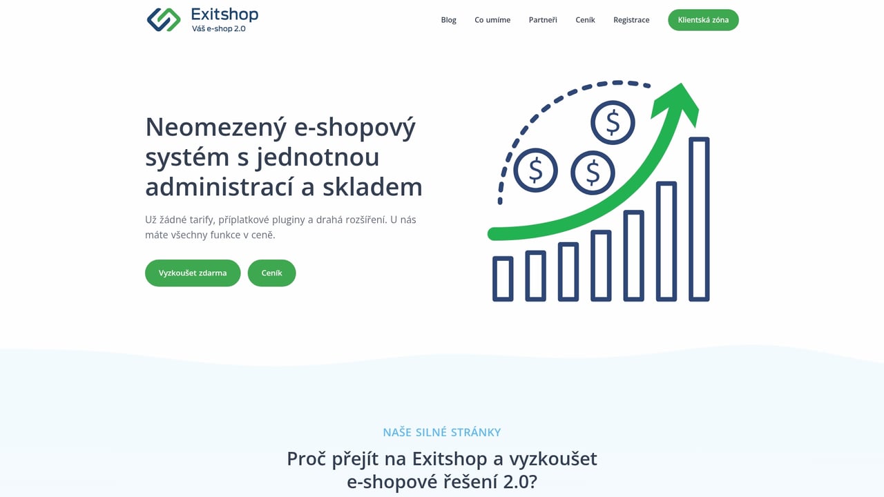 Screenshot of Exitshop website