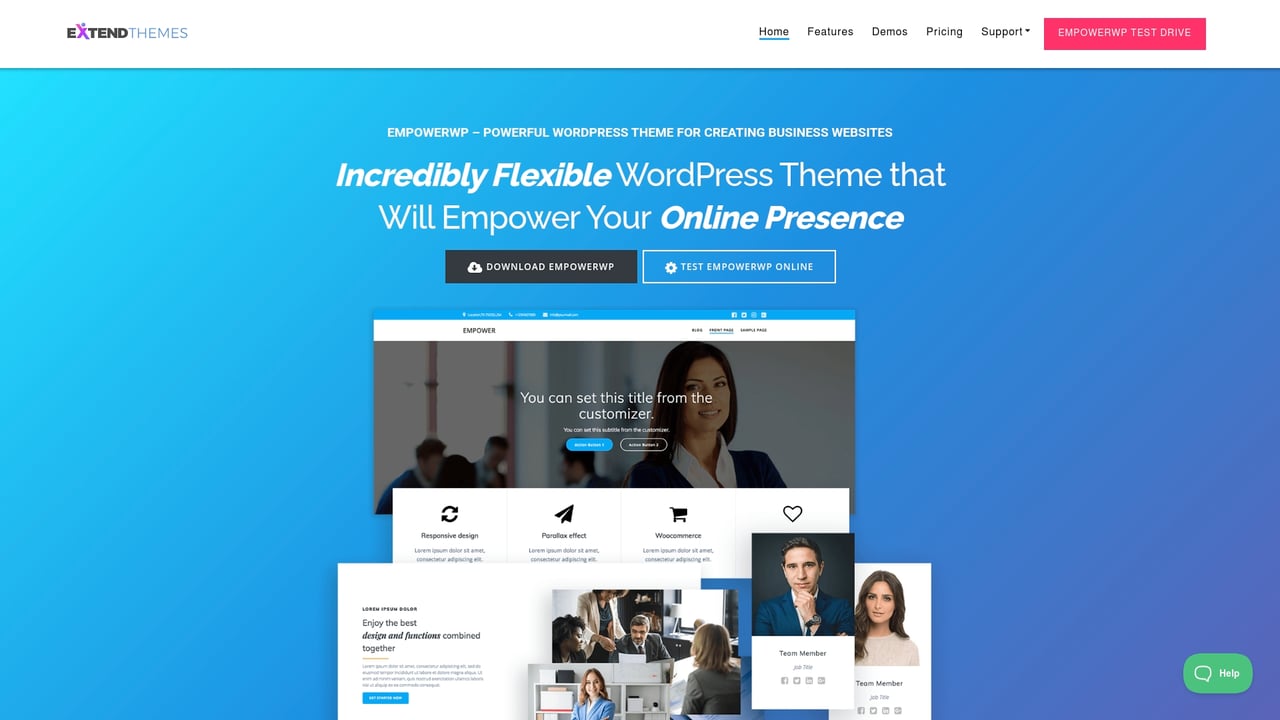 Screenshot of ExtendThemes EmpowerWP website
