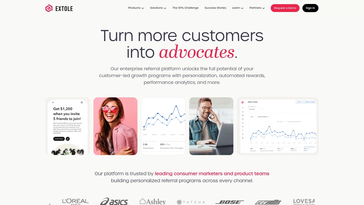 Screenshot of Extole website