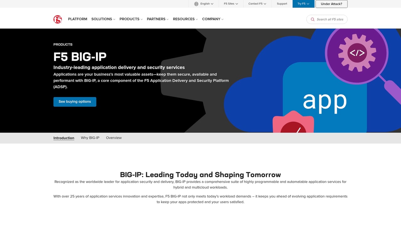 Screenshot of F5 BigIP website