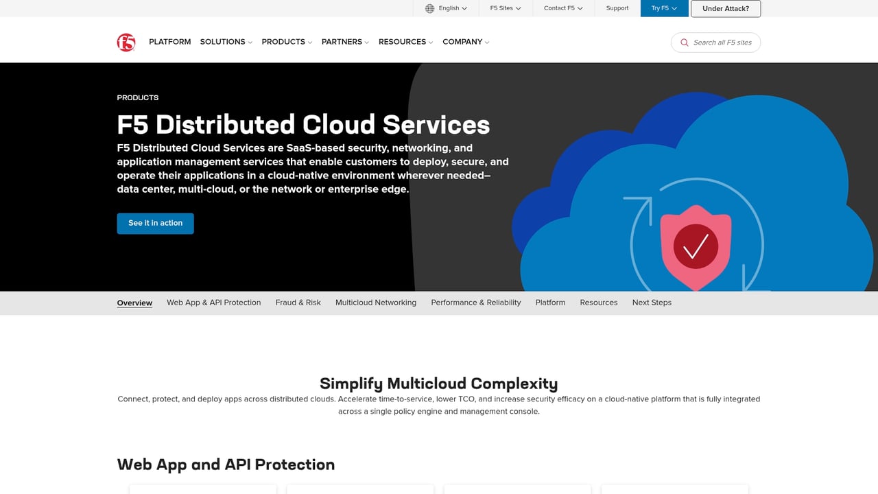 Screenshot of F5 Distributed Cloud Services website