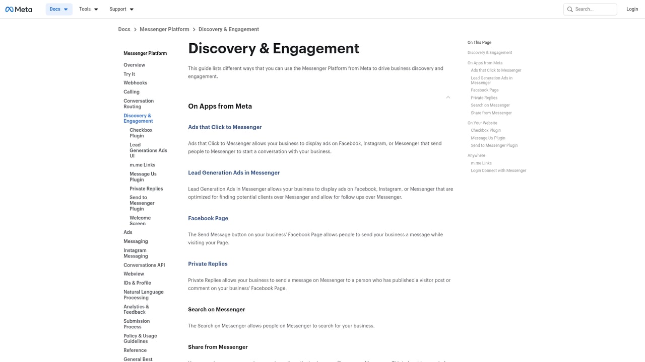 Screenshot of Facebook Chat Plugin website