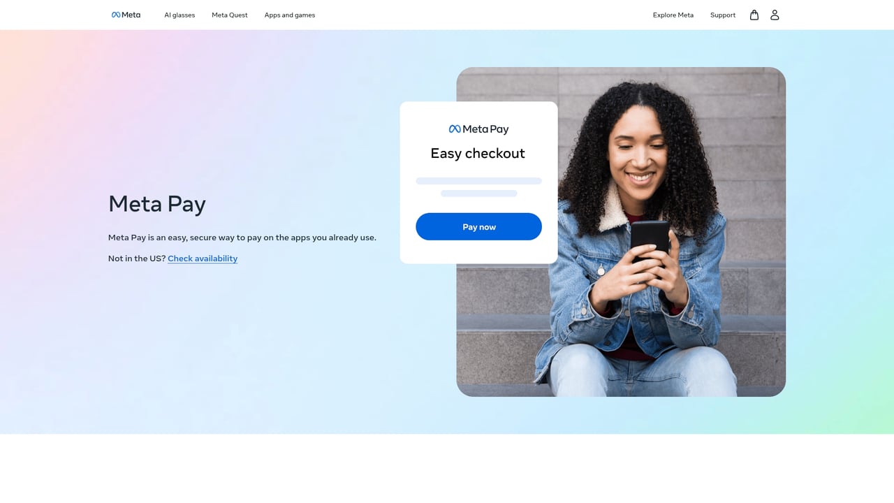 Screenshot of Facebook Pay website