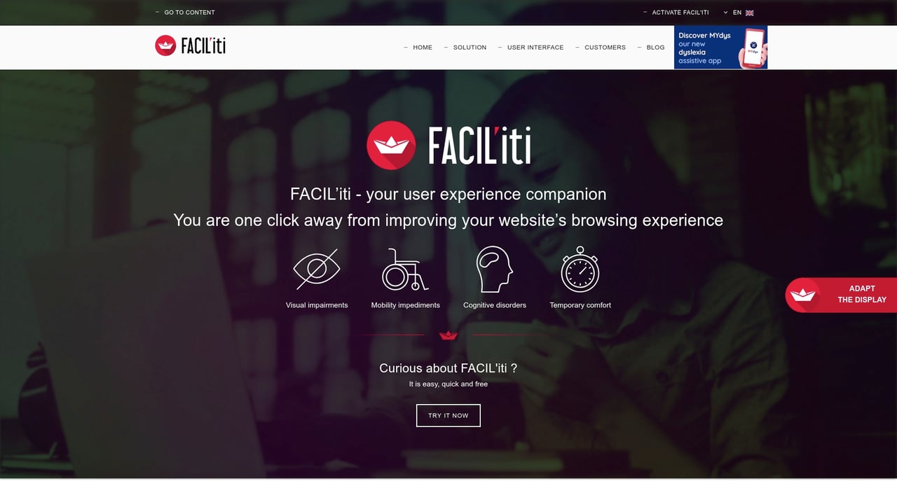 Screenshot of Facil-iti website