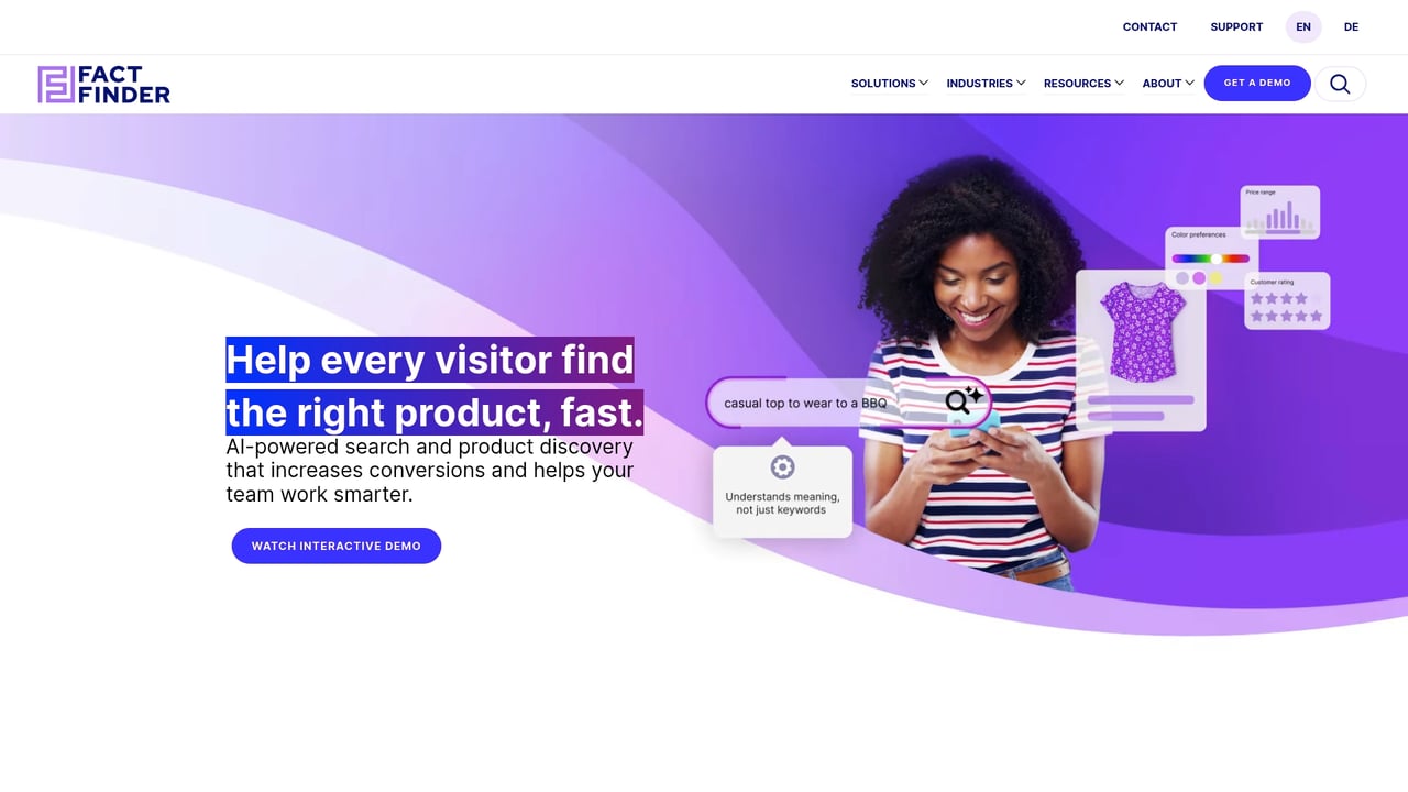 Screenshot of Fact Finder website