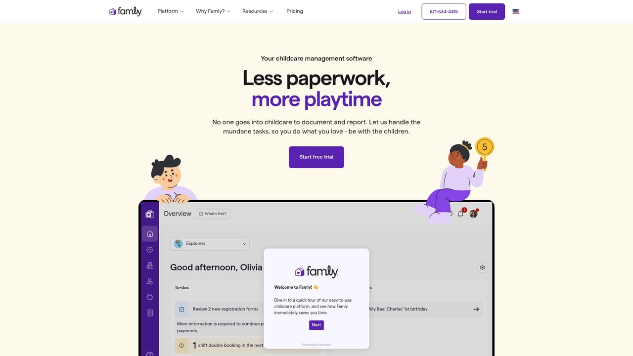 Screenshot of Famly website