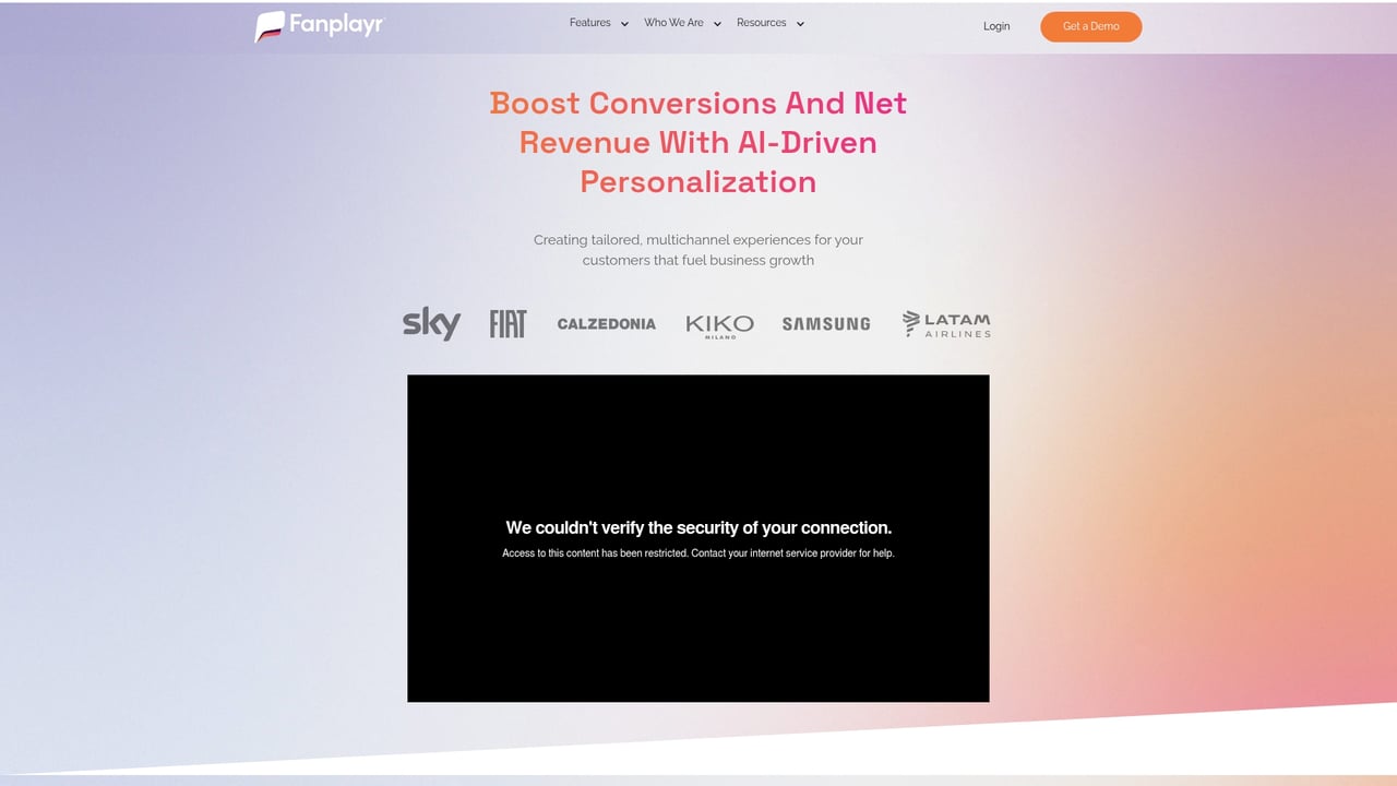 Screenshot of Fanplayr website