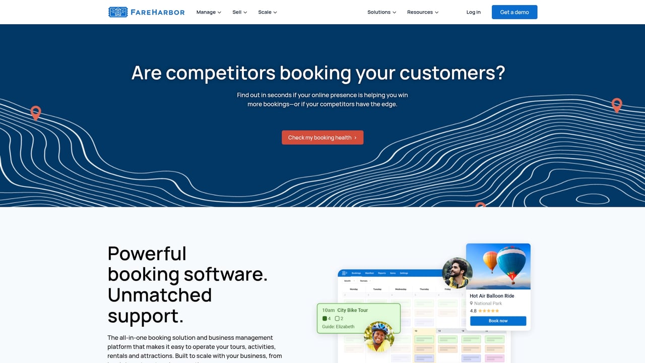 Screenshot of FareHarbor website