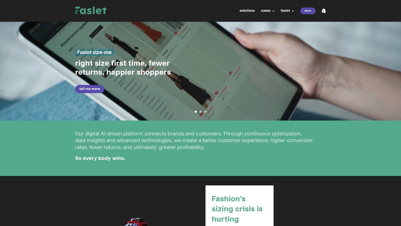 Screenshot of Faslet website
