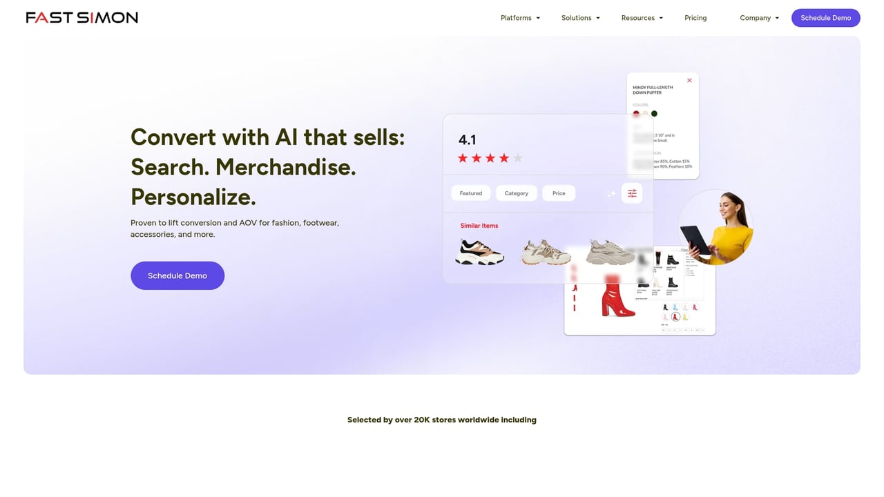 Screenshot of Fast Simon website