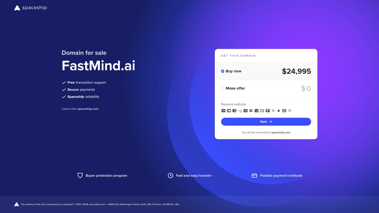 Screenshot of Fastmind website