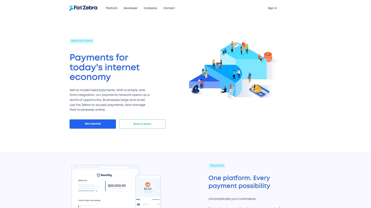 Screenshot of Fat Zebra website