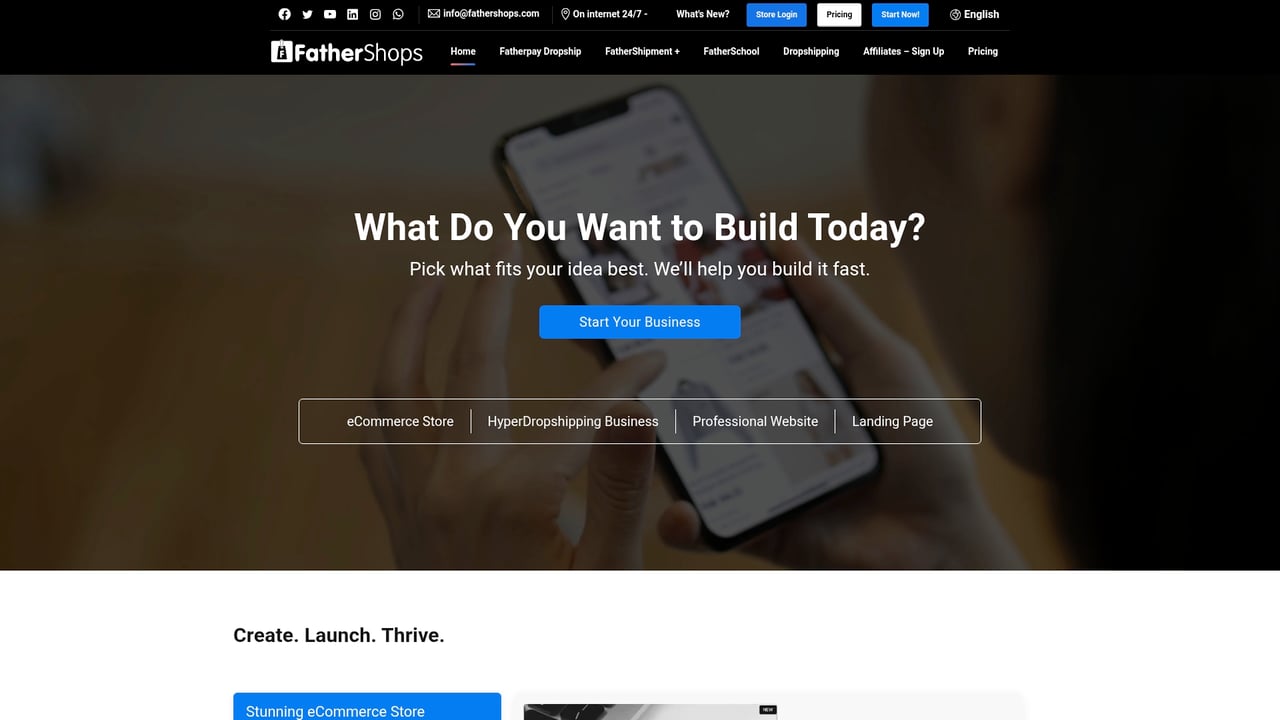 Screenshot of FatherShops website
