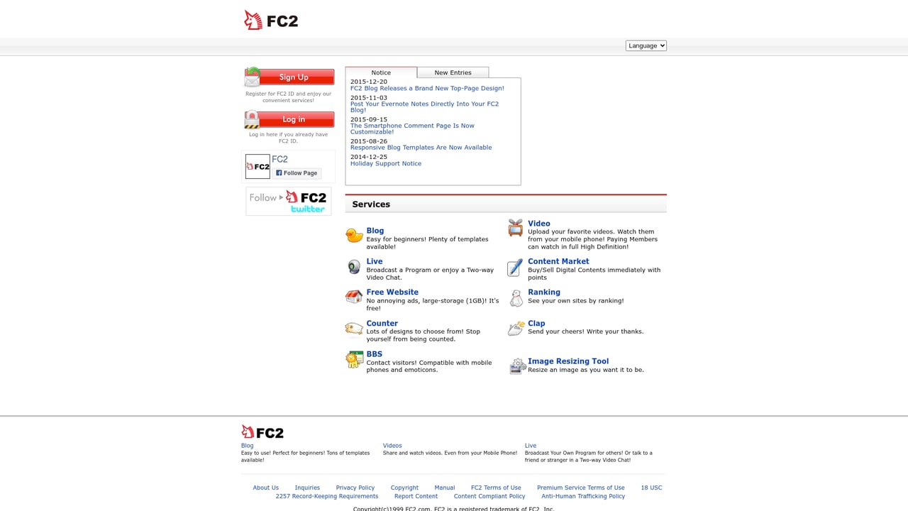 Screenshot of FC2 Analyzer website