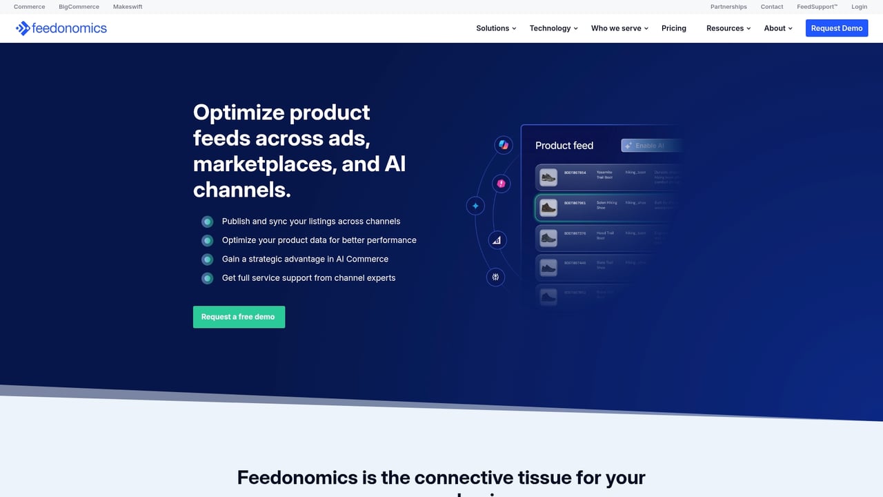 Screenshot of Feedonomics website