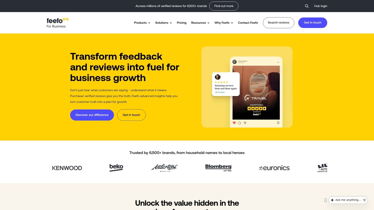 Screenshot of Feefo website