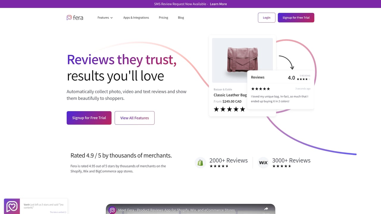 Screenshot of Fera website